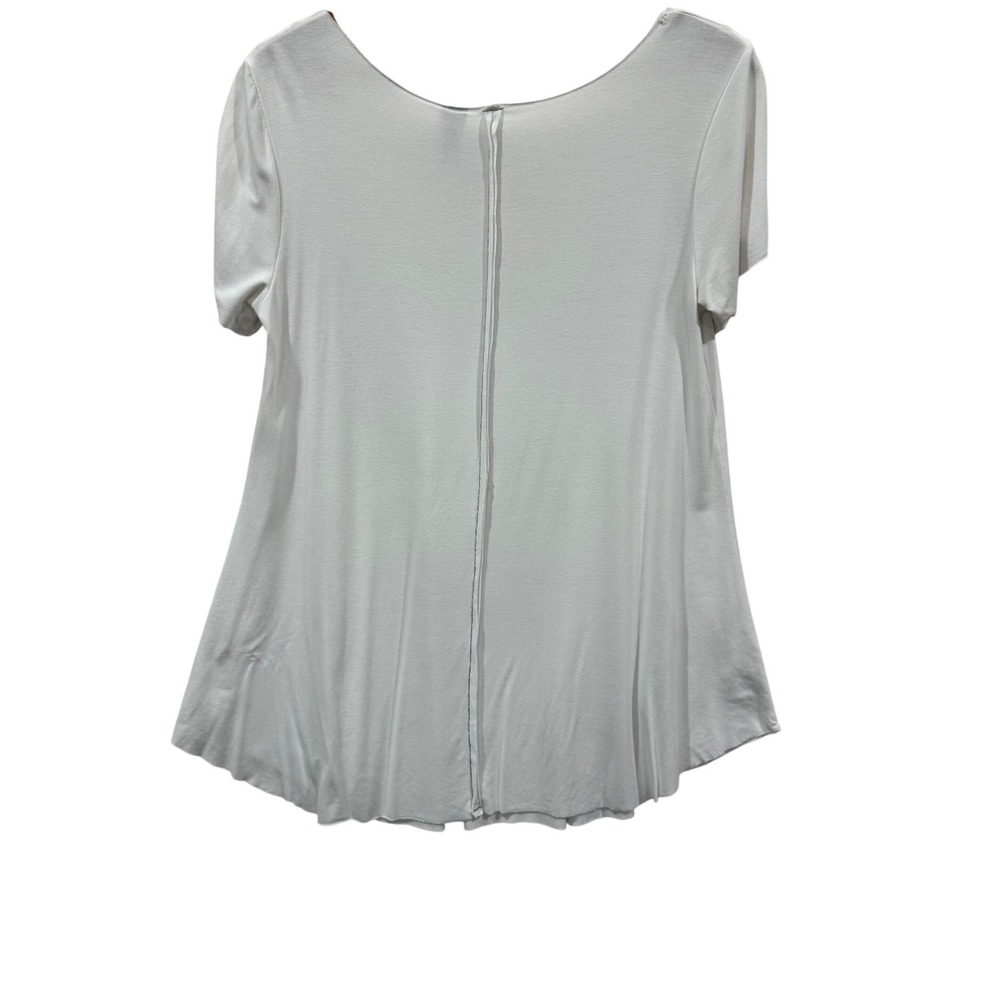 BKE core White Bamboo Rayon Scoop Neck Short Sleeve Top BKCR15081 Small - Picture 2 of 6